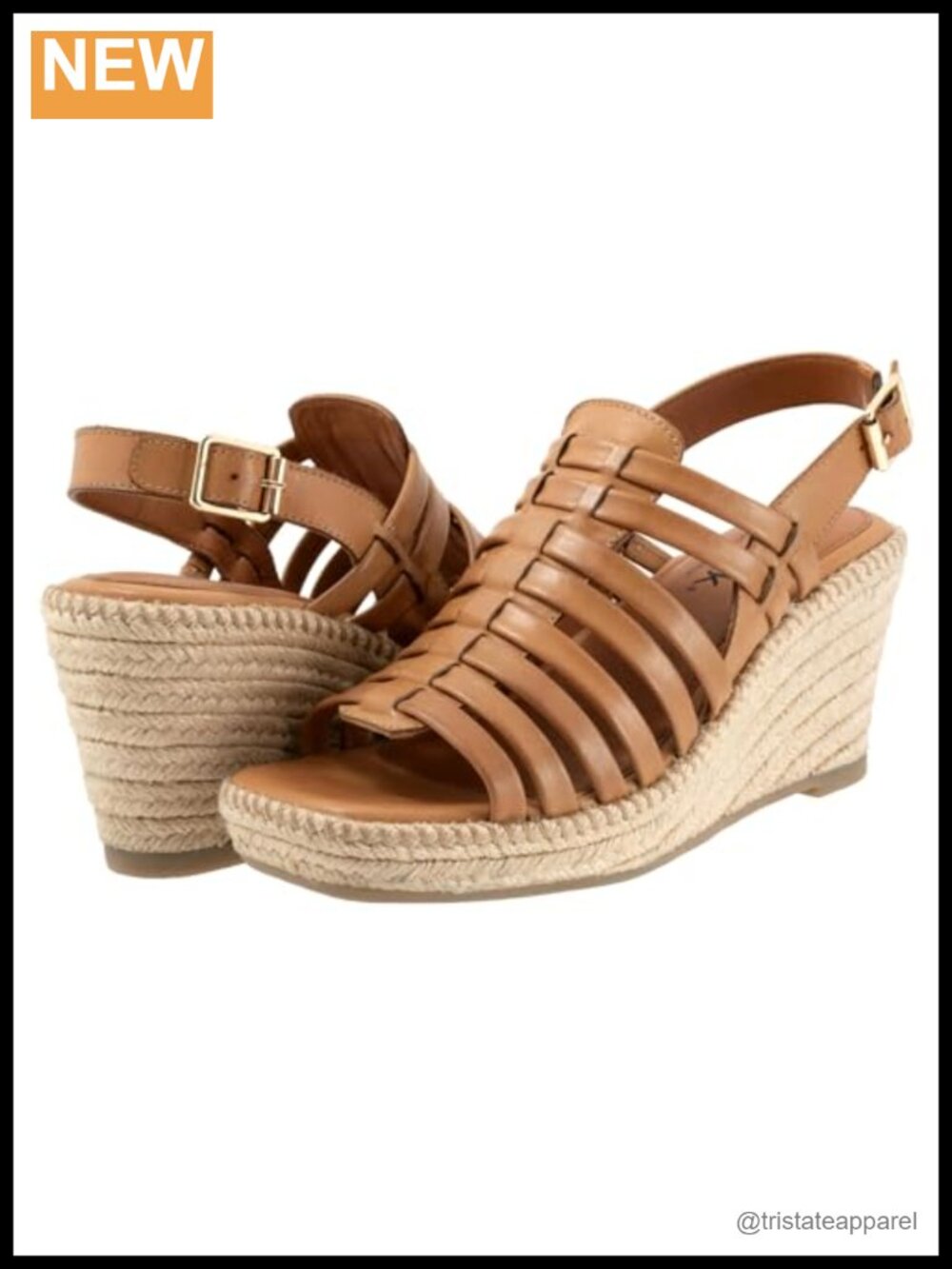 SoftWalk Tillman Sling Leather Wedge Sandals Breathable Buckle Casual
